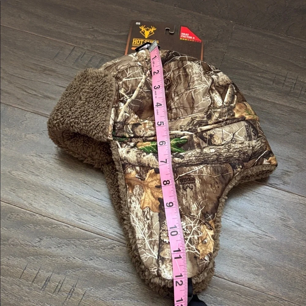 Hot Shot Trapper Hat,Sherpa lined,camo,heat factor 3,Realtree Edge winter